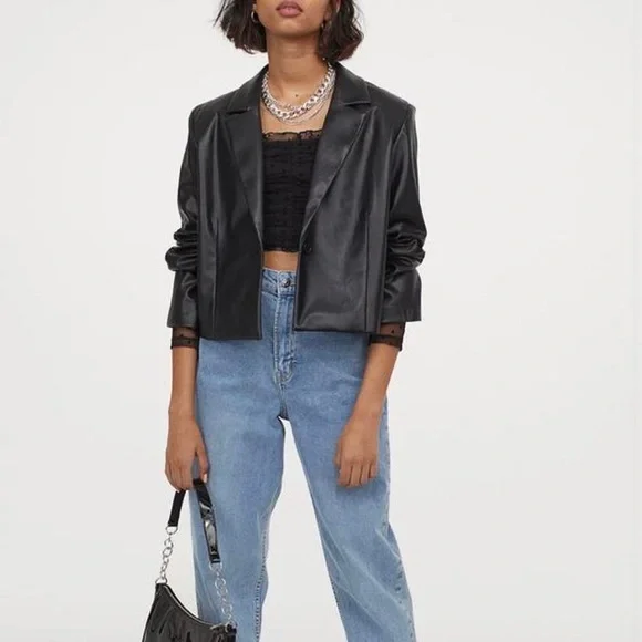 h&m leather blazer
